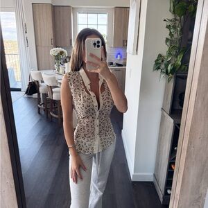 Edge Leopard Print Sleeveless Blouse (Size Medium)